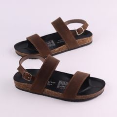 Dép đế trấu Sandal birken quai ngang da bò HISHOO M050