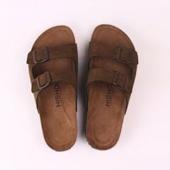 Dép đế trấu birken bé trai bé gái 2 khoá da lộn premium HISHOO H093