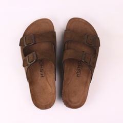 Dép đế trấu birken 2 khoá da lộn premium HISHOO H093