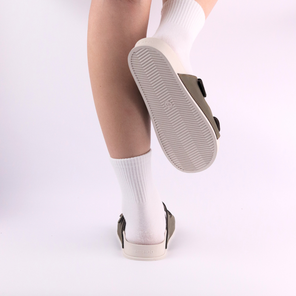 Dép quai ngang Da Nubuck 2 Khoá HISHOO D111