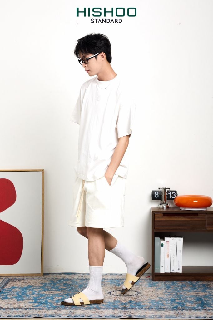 Dép đế trấu birken quai ngang chữ H MẶT ĐEN HISHOO S095