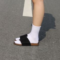 Dép đế trấu birken quai ngang Xé Dán da lộn HISHOO R103