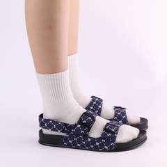 Giày Đi Học Sandal 2 khoá Monogram HISHOO D132