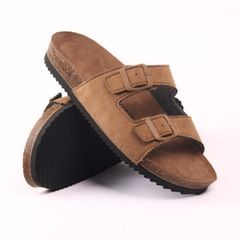 Dép đế trấu birken 2 khoá da lộn premium HISHOO H093