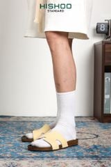 Dép đế trấu birken quai ngang chữ H MẶT ĐEN HISHOO S095