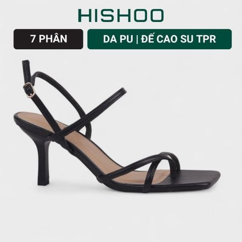 Giày Sandal Cao Gót 7cm Xỏ Ngón Quai Mảnh Hishoo S024