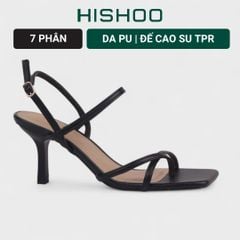 Giày Sandal Cao Gót 7cm Xỏ Ngón Quai Mảnh Hishoo S024