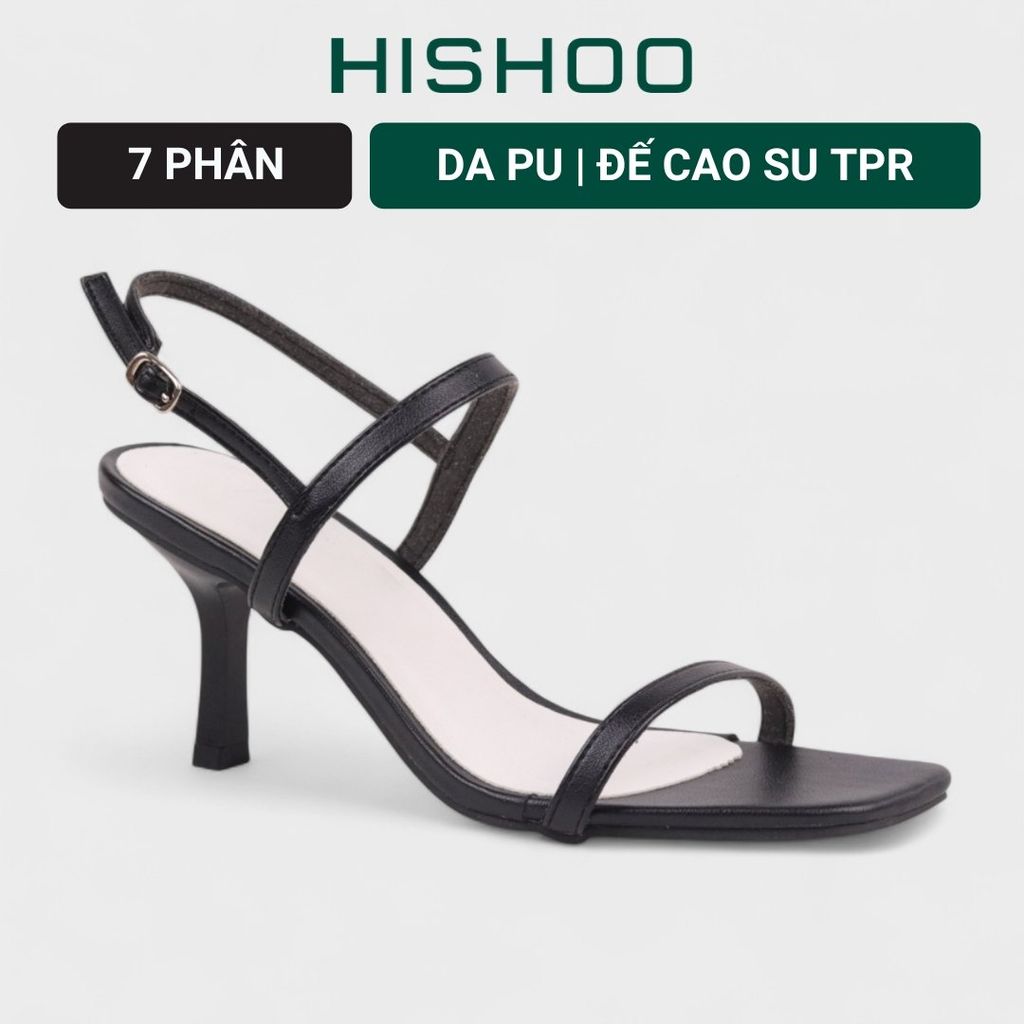 Giày Sandals Nữ Cao gót 7cm Quai Ngang Hishoo S170