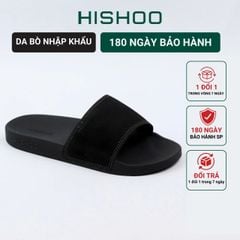Dép quai ngang da bò Đen HISHOO U114
