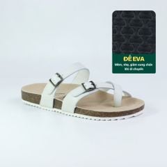 Dép đế trấu birken quai ngang xỏ ngón MẶT ĐEN da bò HISHOO M098