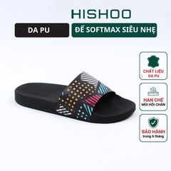 Dép quai ngang da bò In Hình Neon HISHOO U113