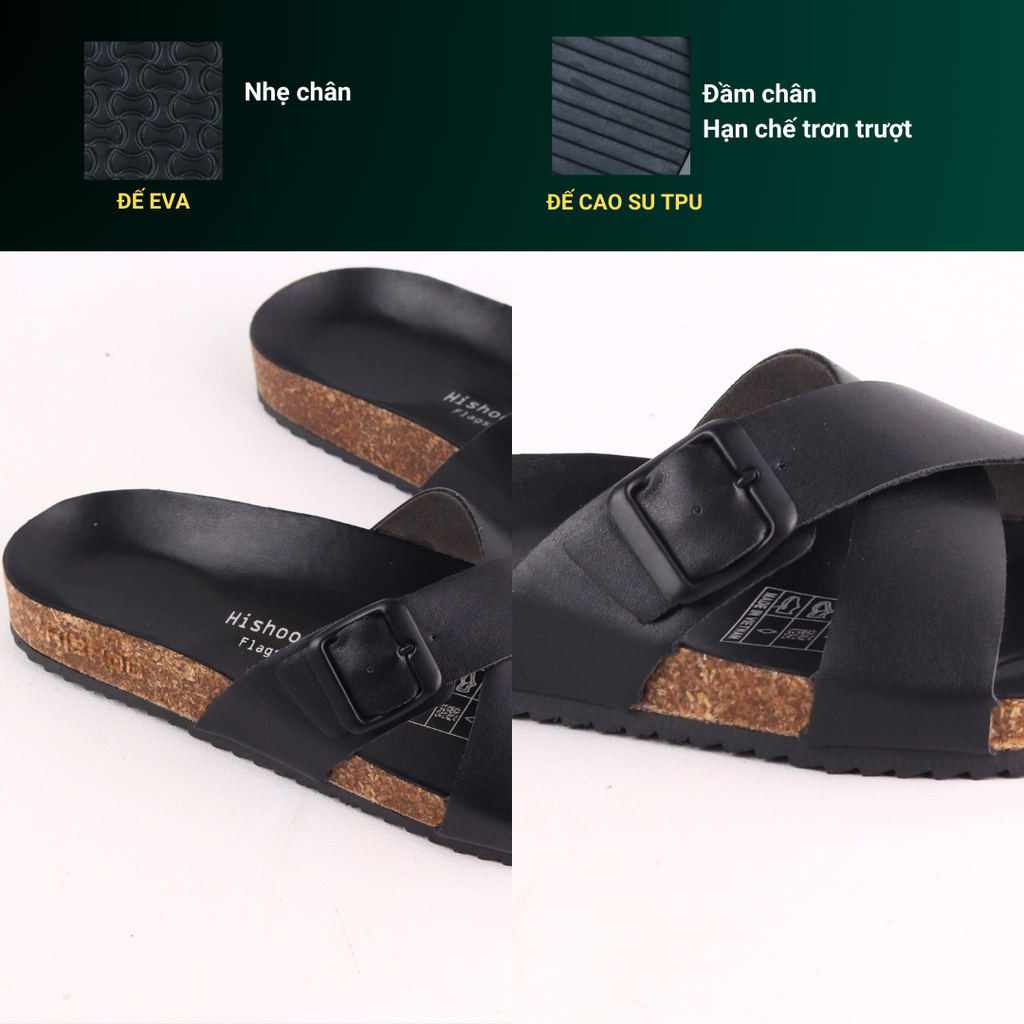 Dép đế trấu birken quai ngang chéo [CÓ KHOÁ] HISHOO S096