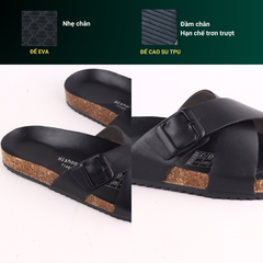 Dép đế trấu birken quai ngang chéo [CÓ KHOÁ] HISHOO S096