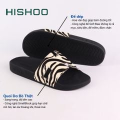 Dép quai ngang Da Ngựa Vằn Cowhide CHỮ H HISHOO U114