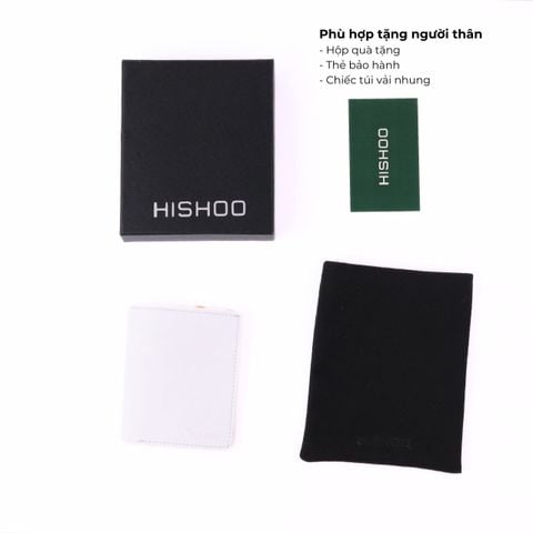 Ví Da Dáng Đứng Nam Nữ Đựng Thẻ [TRẮNG] Alpha Da Bò Phụ Kiện Hishoo V004