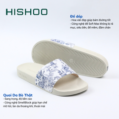 Dép quai ngang da bò In Hình Xứ Jouy HISHOO U112
