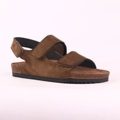 Dép đế trấu birken quai ngang sandal xé dán da lộn premium HISHOO H110
