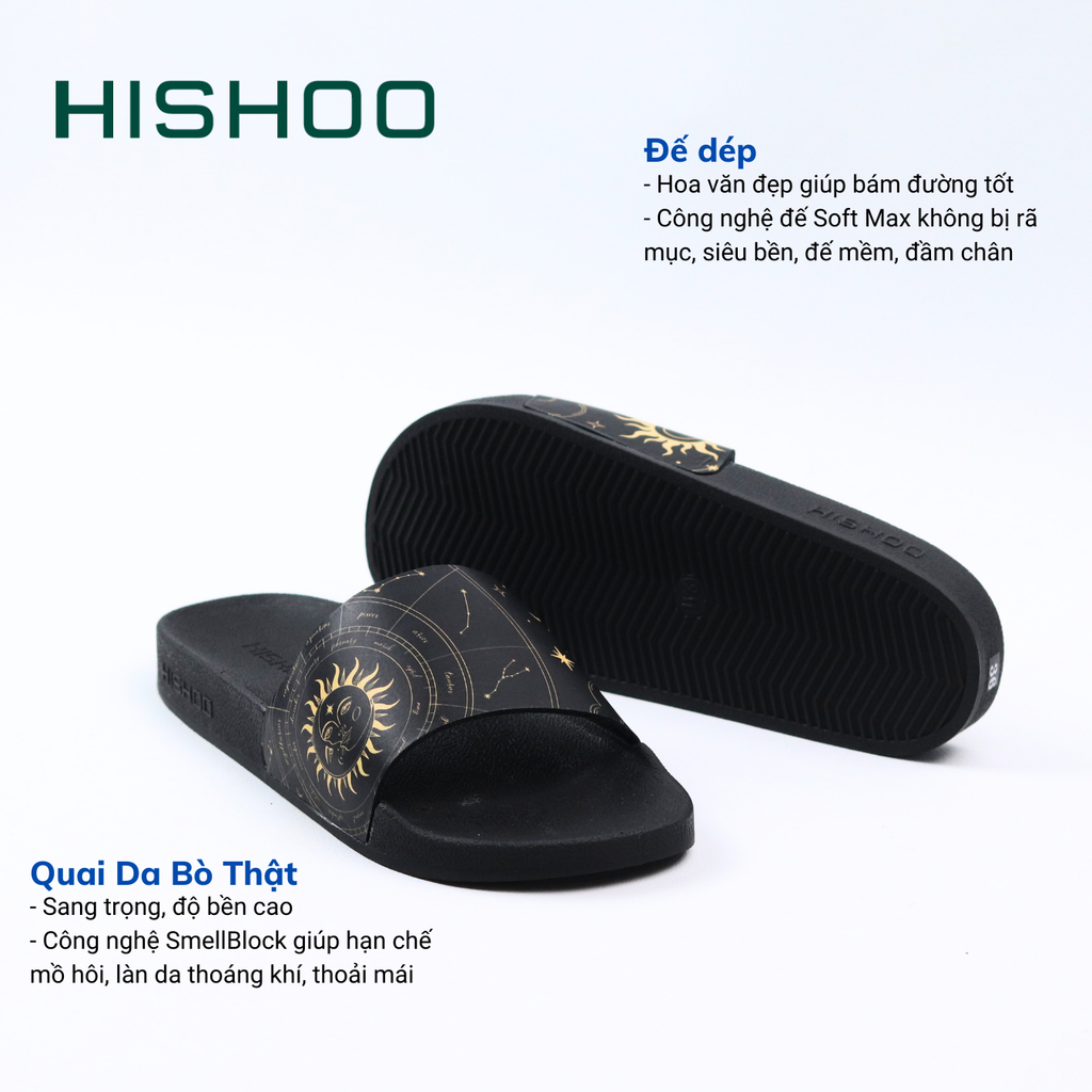 Dép quai ngang da bò In Hình Tiểu Chòm Sao HISHOO U113