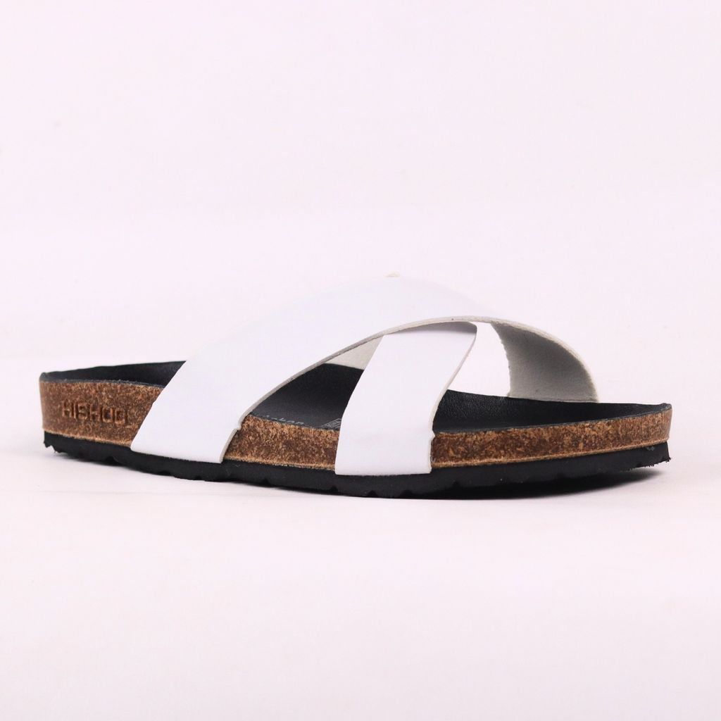 Dép đế trấu birken quai ngang chéo MẶT ĐEN HISHOO S096