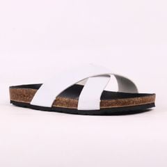 Dép đế trấu birken quai ngang chéo MẶT ĐEN HISHOO S096