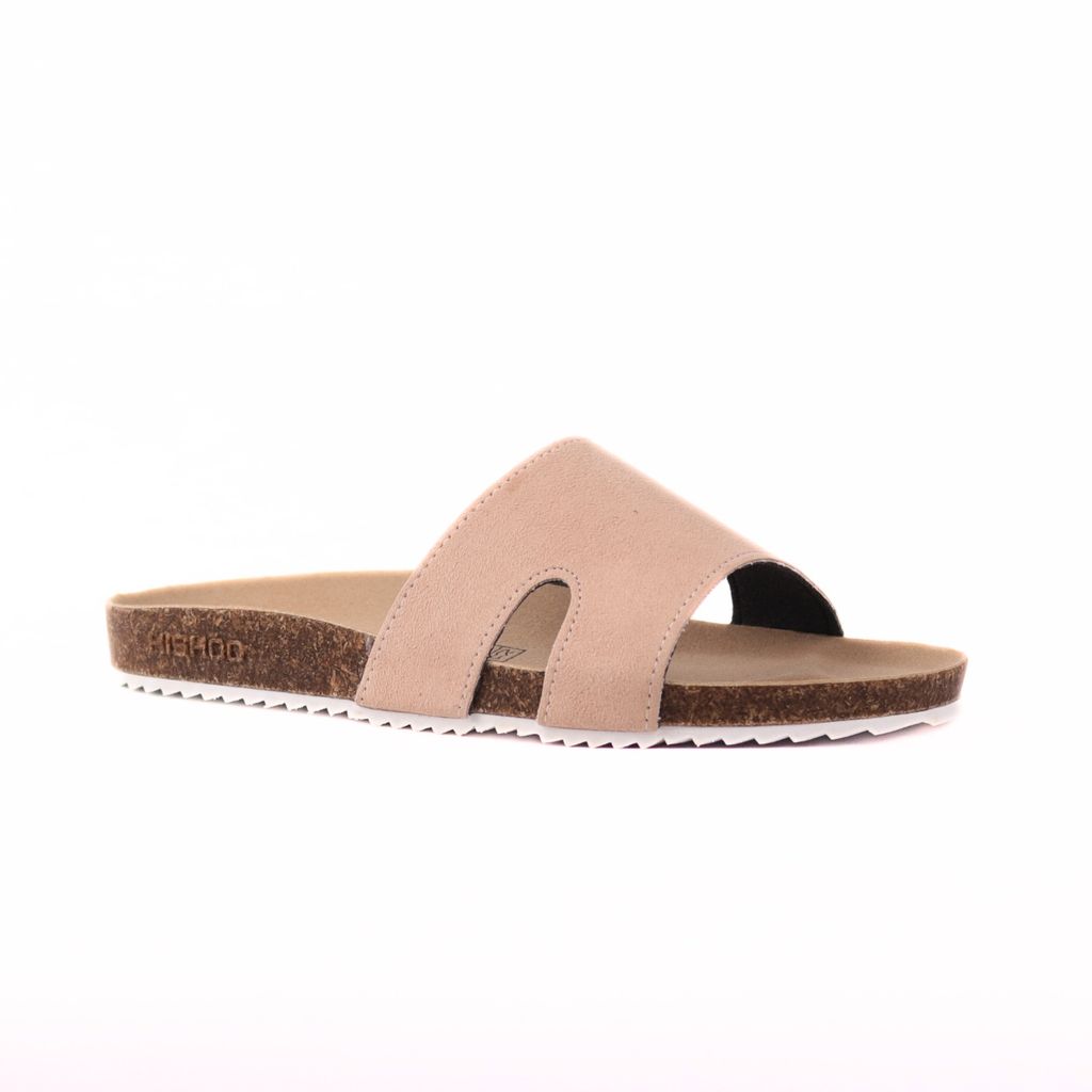 Dép đế trấu birken quai ngang chữ I da lộn HISHOO R100