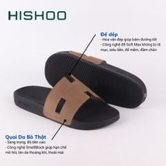 Dép quai ngang Da bò Chữ H HISHOO U114