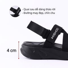 Giày Đi Học Sandal Đế Đen Mặt Trắng Quai Dù HISHOO F003