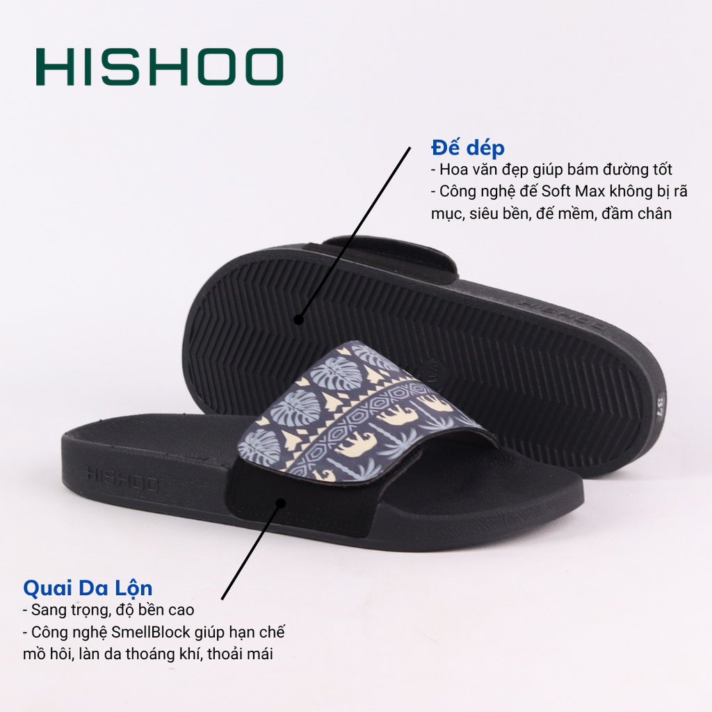Dép quai ngang da bò Xé dán Voi Thái Lan HISHOO U115