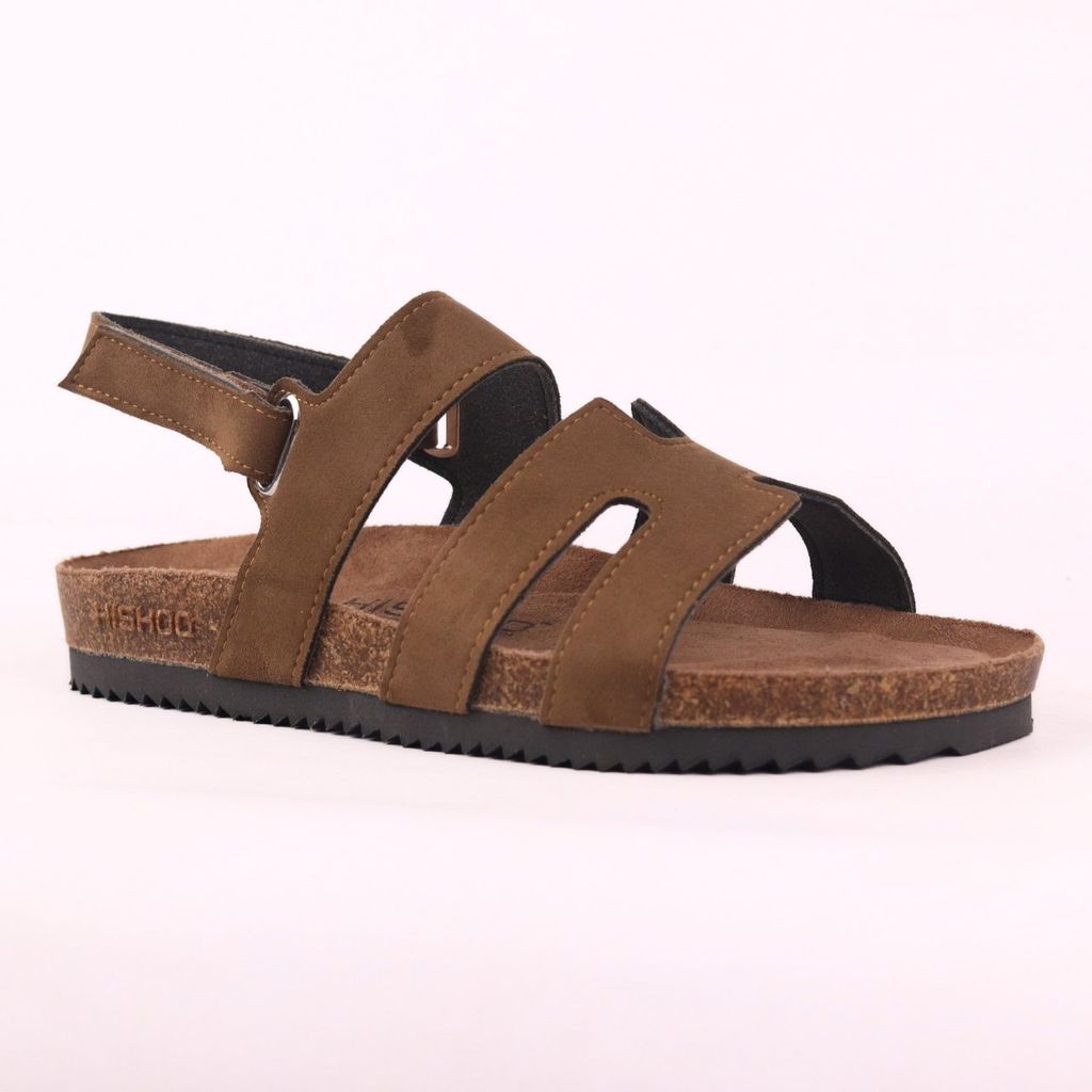 Dép đế trấu birken bé trai bé gái sandal Chữ H da lộn premium HISHOO H115