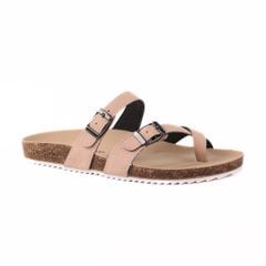 Dép đế trấu birken xỏ ngón 2 khoá da lộn HISHOO R098