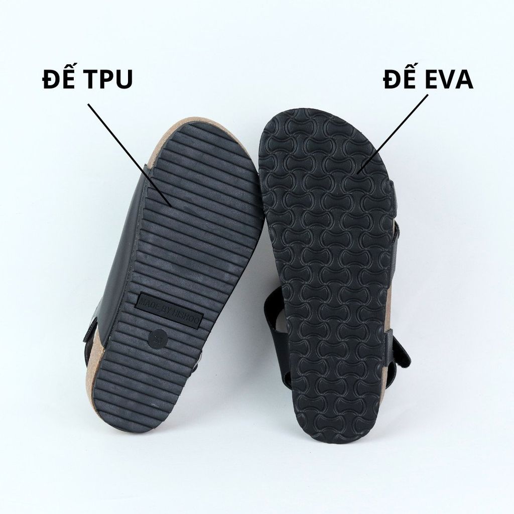 Dép đế trấu birken quai ngang chữ I da lộn HISHOO R100
