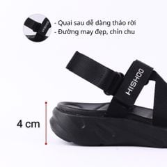 Giày Đi Học Sandal Đế Trắng Mặt Đen Quai Dù HISHOO F002