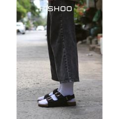 Dép đế trấu Sandal birken 2 khoá da lộn HISHOO R102