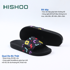Dép quai ngang da bò In Hình Họa Tiết Game Xếp Gạch HISHOO U113