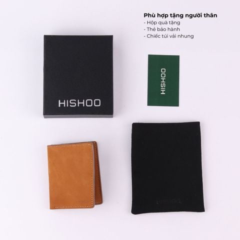 Ví Da Dáng Đứng Nam Nữ Đựng Thẻ [BÒ] Alpha Da Bò Phụ Kiện Hishoo V004