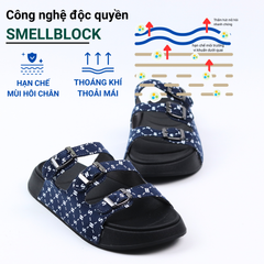 Dép quai ngang 3 khoá Monogram HISHOO S130