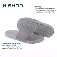 Dép quai ngang da bò Xám da HISHOO U111