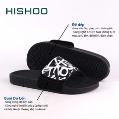 Dép quai ngang da bò Xé dán Grafiti HISHOO U115