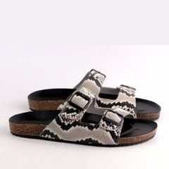 Dép đế trấu birken quai ngang 2 khoá Da hiếm HISHOO M093