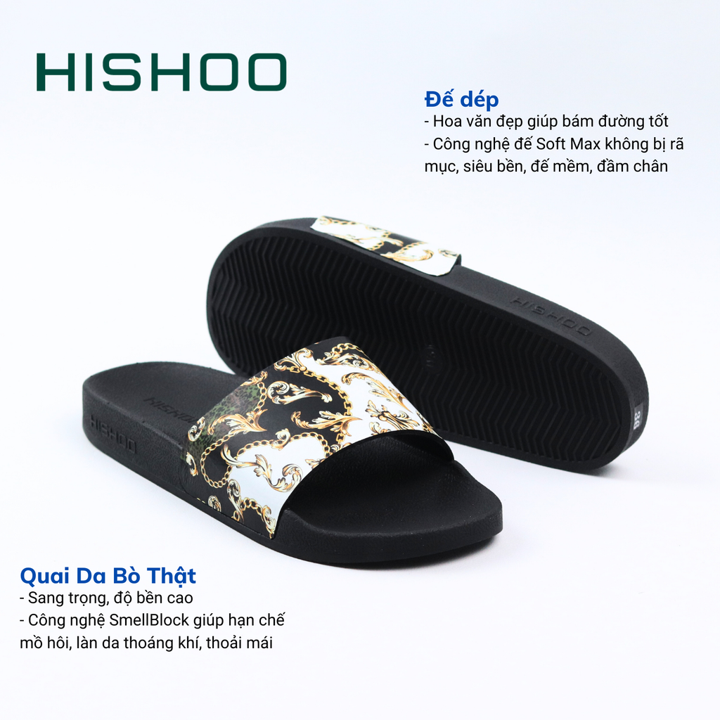 Dép quai ngang da bò In Hình Họa Tiết Phục Hưng HISHOO U113