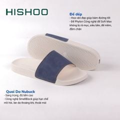 Dép quai ngang Nubuck Xanh navy HISHOO U111
