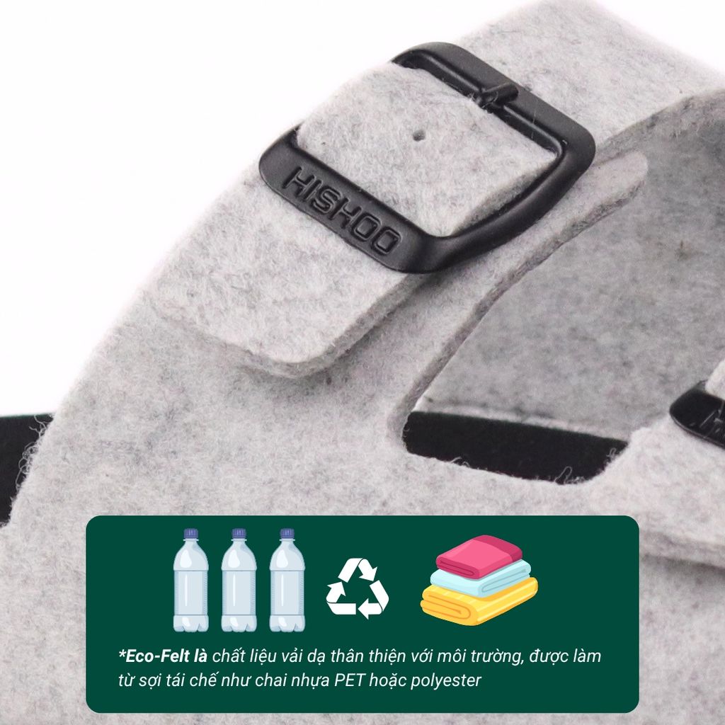 Dép đế trấu birken quai ngang 2 khoá vải dạ S093