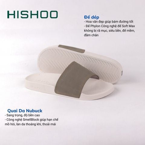 Dép quai ngang Nubuck Xanh rêu HISHOO U111