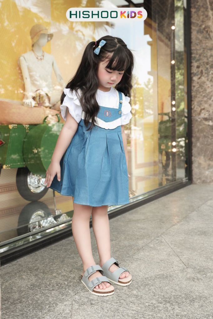 Dép đế trấu birken bé trai bé gái 2 khoá premium HISHOO B093