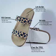 Dép đế trấu birken 2 quai ngang vải canvas HISHOO S112
