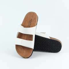 Dép đế trấu birken quai ngang xé dán da bò HISHOO M105
