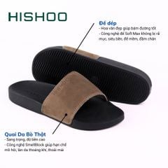 Dép quai ngang da bò Xanh lá da lộn HISHOO U114