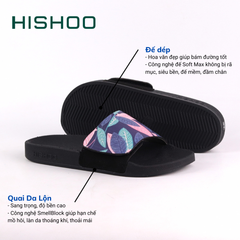 Dép quai ngang da bò Xé dán Tropical Lá Cây HISHOO U115