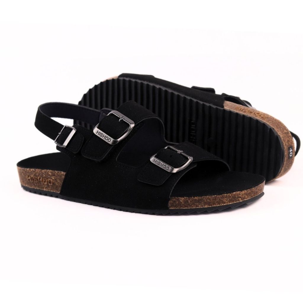 Dép đế trấu Sandal birken 2 khoá da lộn HISHOO R102