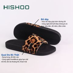 Dép quai ngang Da Beo Cowhide CHỮ H HISHOO U114